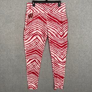 Zubaz‎ Leggings Womens XL Red Wisconsin Badgers Performance Active Tight Zebra